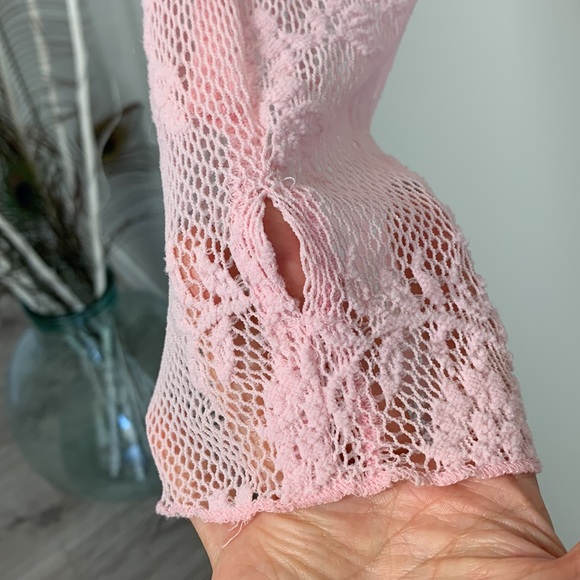 Free People Lace Top Pink Size Large - Picture 4 of 9